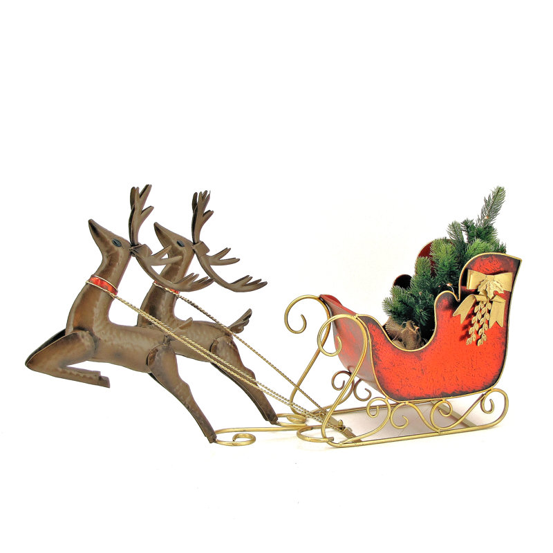 The Holiday Aisle Christmas Sleigh with Reindeer Wayfair.ca